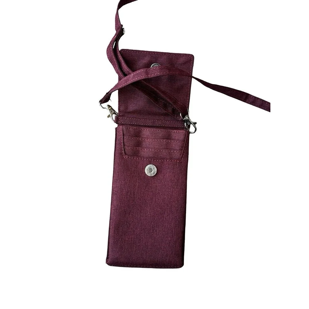 Cell Phone Crossbody Bag Wallet Burgundy Credit Card Holder Travel Mini Purse